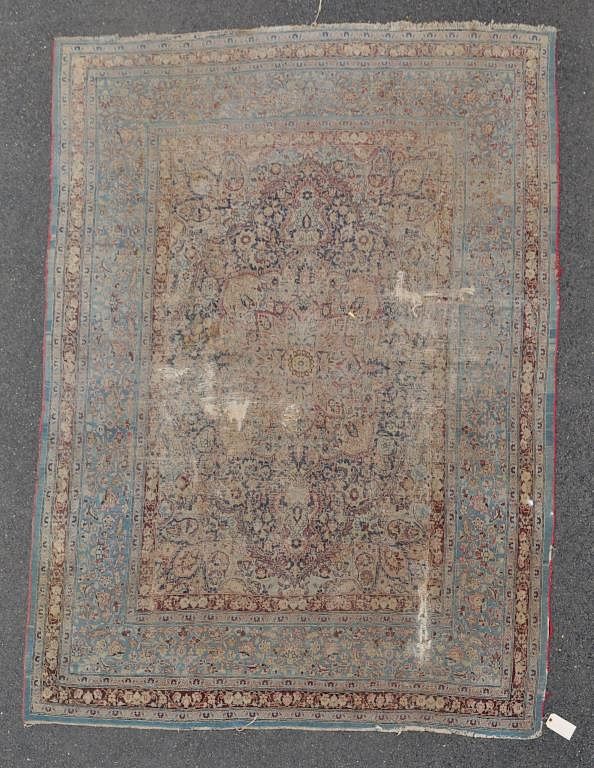 Appraisal: Antique Caucasian Rug with substantial wear losses tears All rugs