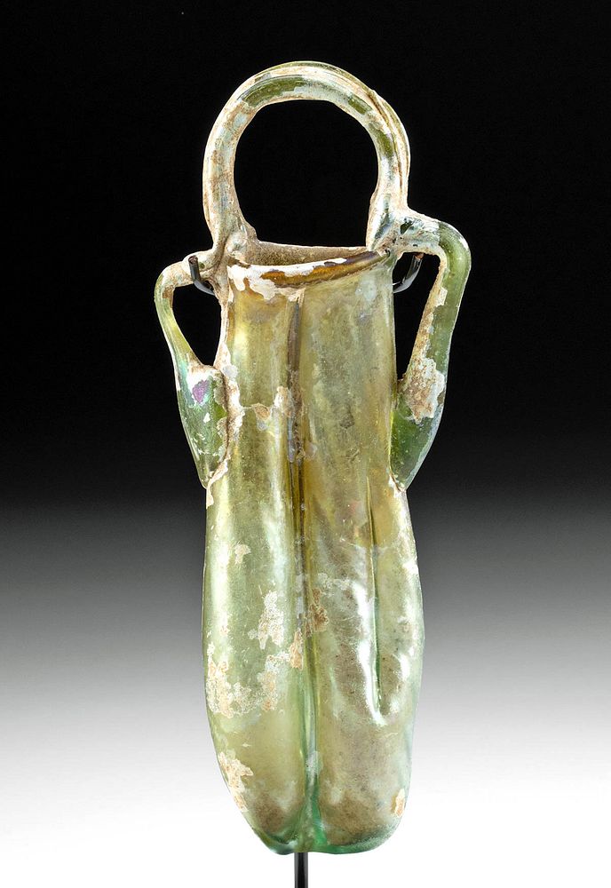 Appraisal: Roman Glass Double Unguentarium w Rainbow Iridescence First Time At