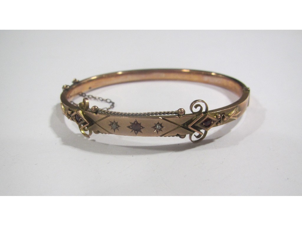 Appraisal: Victorian ct rose gold ruby and diamond set bangle