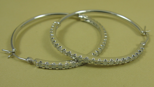 Appraisal: PAIR OF DIAMOND HOOP EARRINGS each k white gold hoop