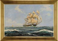 Appraisal: TERRY DAWSON British th Century THE ONCOMING SHIP Oil on