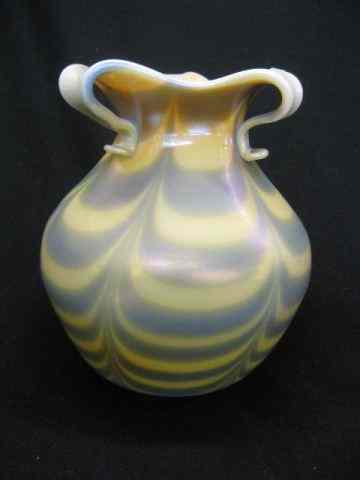 Appraisal: Imperial Freehand Art Glass Vase originallabel drapery on orange iridescent