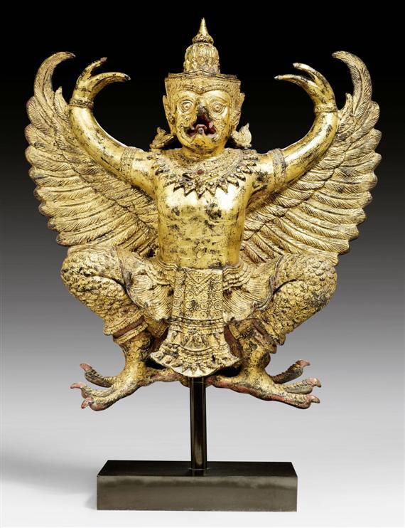 Appraisal: A RARE LACQUER GILT BRONZE FIGURE OF GARUDA Thailand Ratanakosin