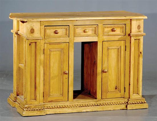 Appraisal: Country French pine kitchen island th century shaped top over