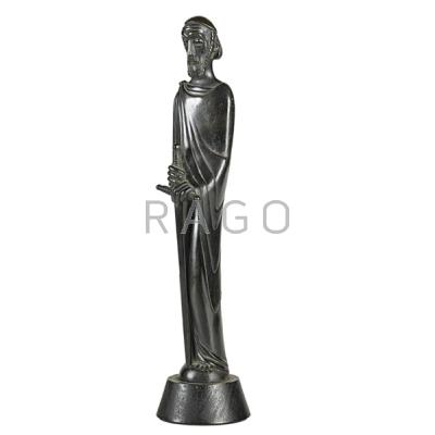 Appraisal: JEAN LAMBERT-RUCKI French - Bronze sculpture Un Saint Tenant Son