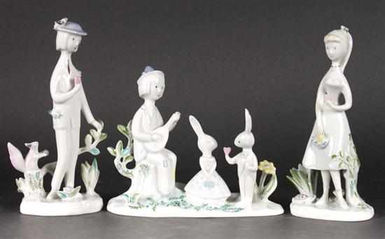 Appraisal: Pair of Rosenthal porcelain figures and similar figural group by