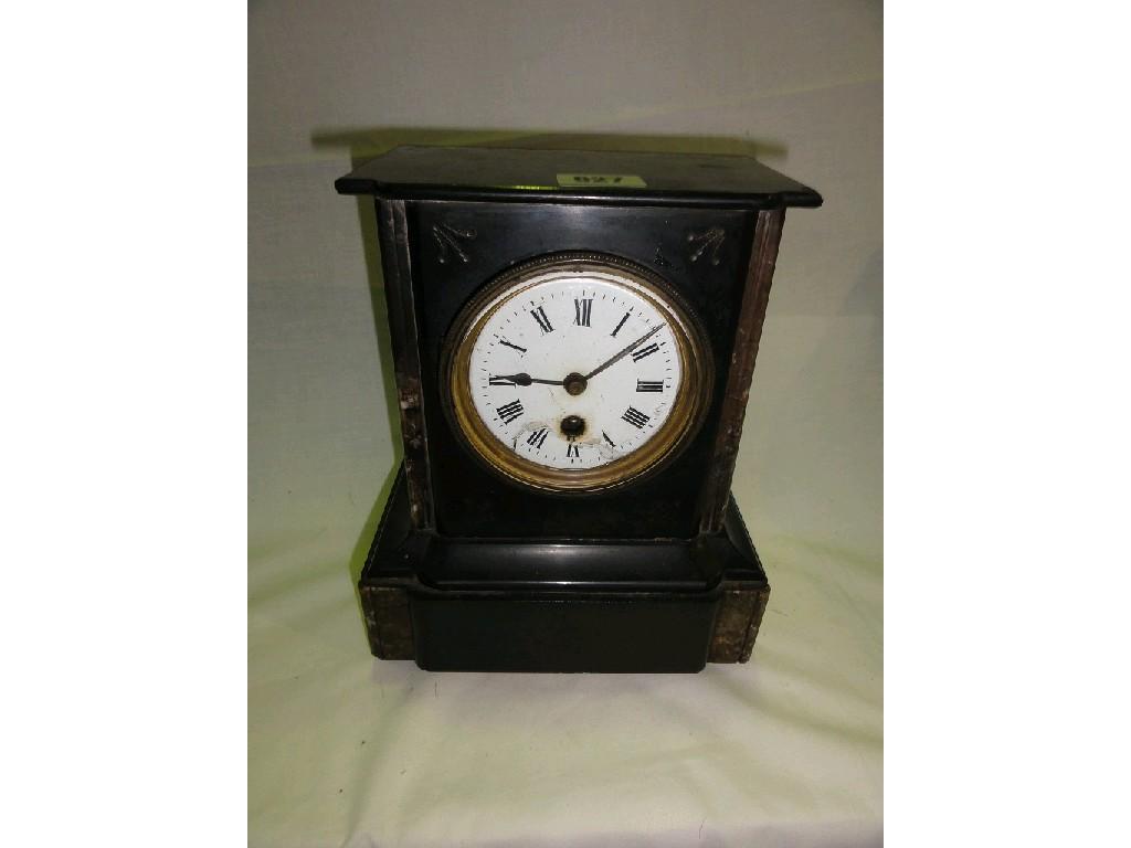 Appraisal: A Victorian black slate and marble single train mantle clock