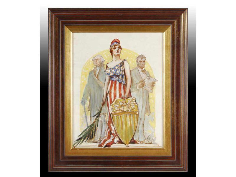 Appraisal: Lady Liberty Oil on Panel by Paul C Stahr Description