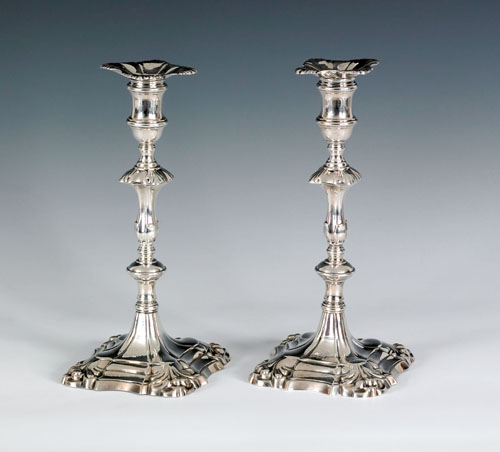 Appraisal: Pair of Georgian silver candlesticks ca - bearing the makers