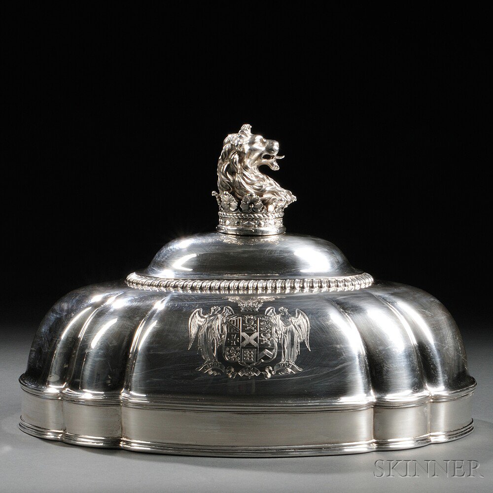 Appraisal: George IV Sterling Silver Roast Cover London - Robert Garrard