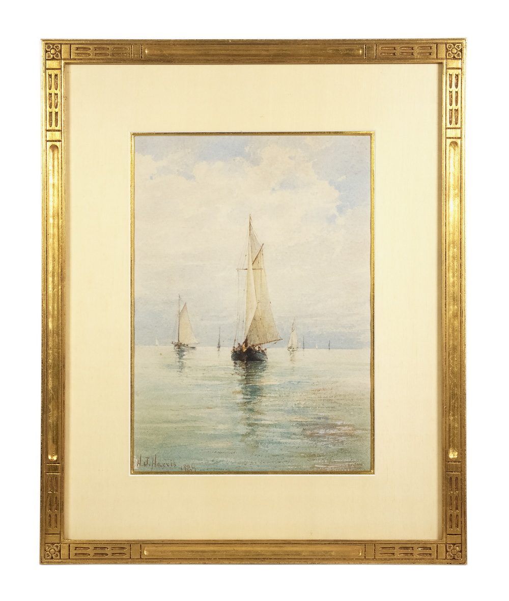 Appraisal: H J HARRIS TH C BRITISH Sailing watercolor on paper