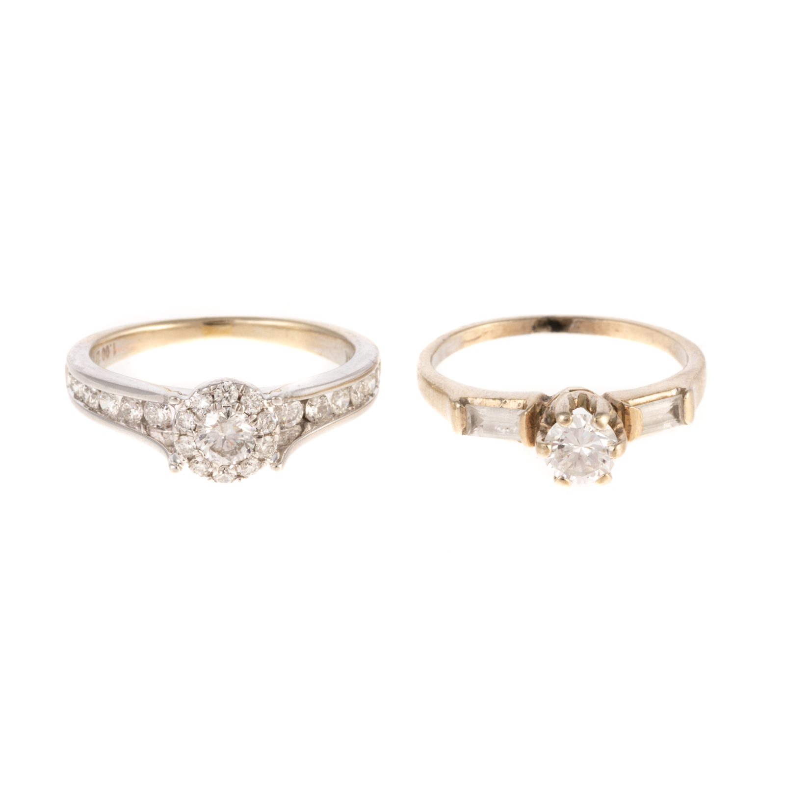 Appraisal: TWO DIAMOND RINGS IN K WHITE GOLD K white gold