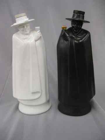 Appraisal: Wedgwood Figural Pottery Decanters man in cloak black white ''