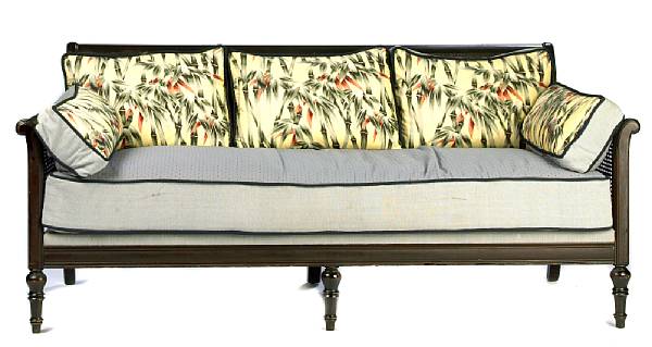 Appraisal: An English cane back couch with loose cushions height in