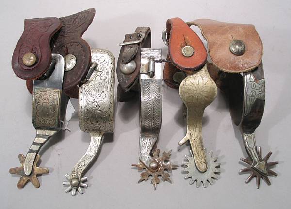 Appraisal: A lot of five pairs of western spurs Comprising Single