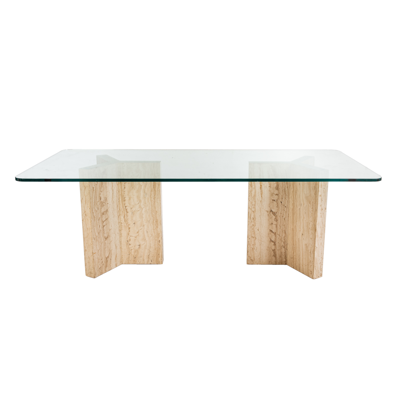 Appraisal: LARGE CONTEMPORARY GLASS TOP TABLE Large glass top table with