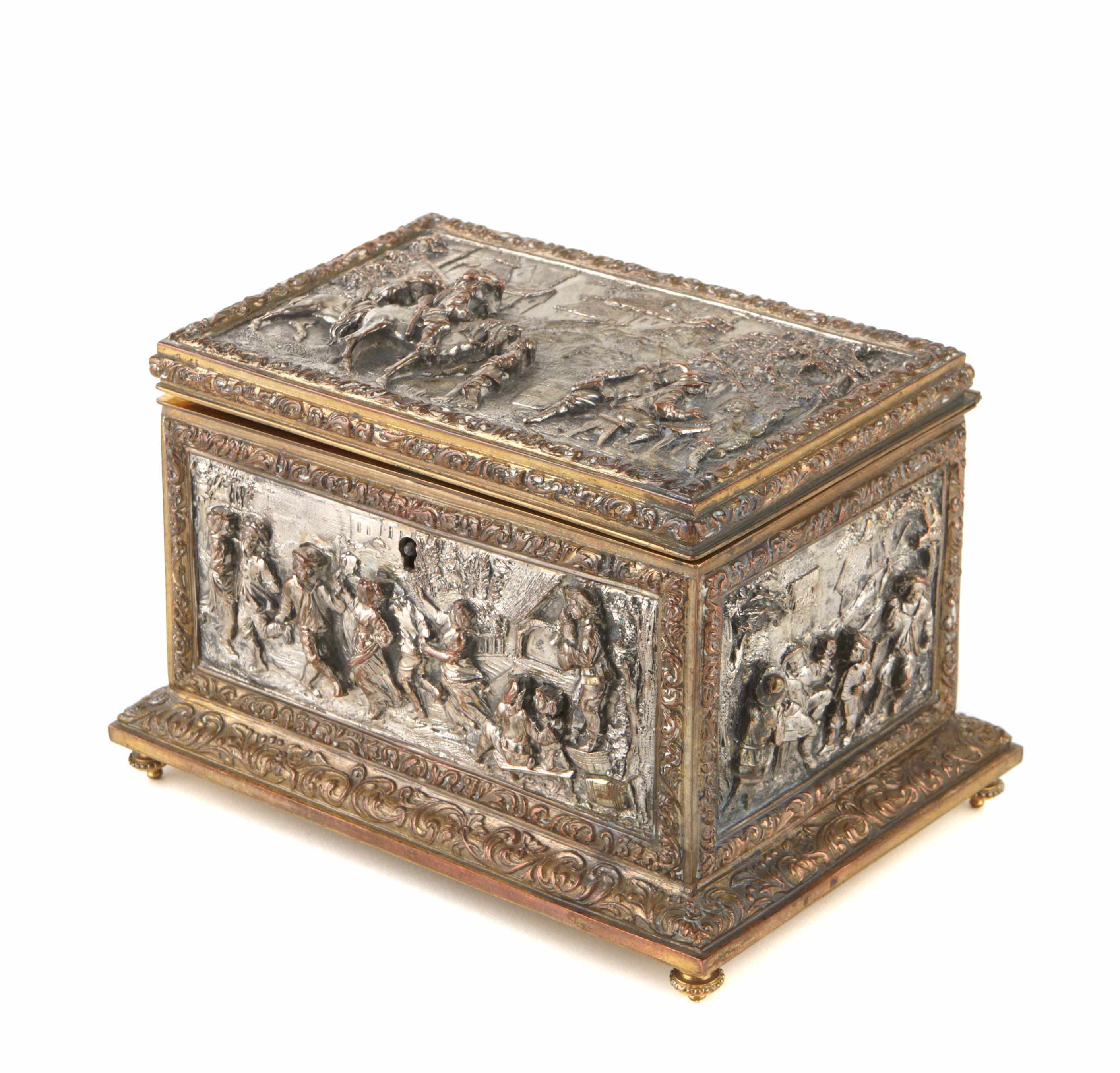 Appraisal: A Continental silvered and gilt-metal table casket Late th th