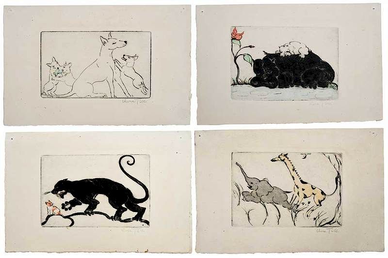 Appraisal: Clara Tice New York - Group of four animal etchings