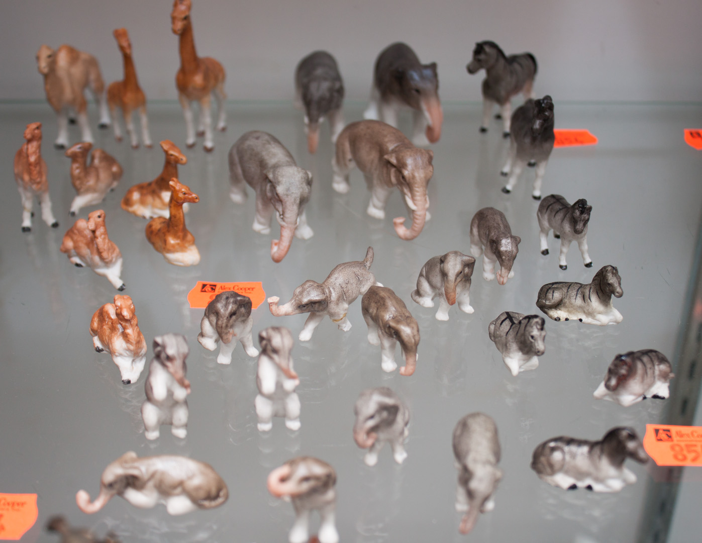 Appraisal: German painted bisque porcelain zoo animals approx including elephants giraffes