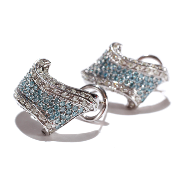 Appraisal: Ladies k white gold pierced earrings with white and irradiated