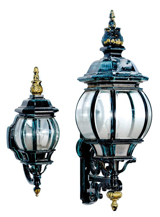 Appraisal: Set glass and metal lantern sconces comprised of pair and