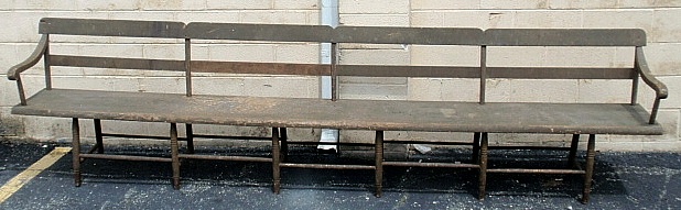 Appraisal: - Paint decorated plank bottom bench c possibly a Quaker