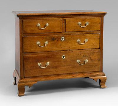 Appraisal: Diminutive Southern walnut Chippendale chest four-drawer chest with yellow pine