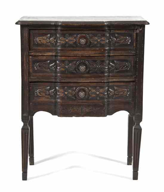 Appraisal: A French Oak Carved Chest having a shaped rectangular top