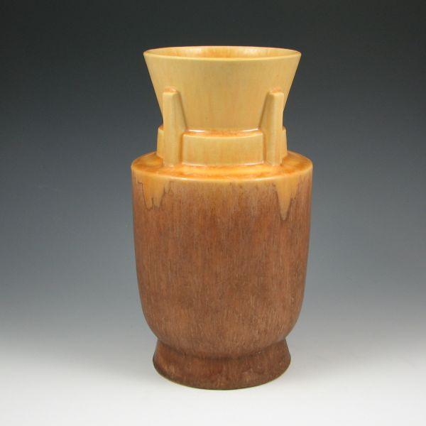 Appraisal: Roseville Futura - Space Capsule vase in yellow and brown