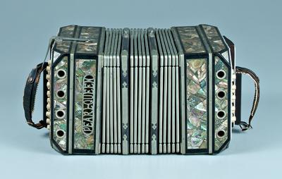 Appraisal: Pearl Queen concertina extensive abalone and figured wood inlay bone