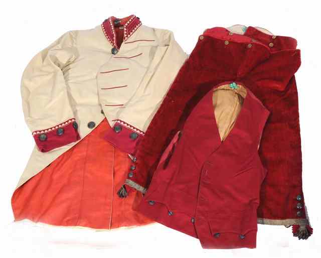 Appraisal: A POSSIBLY TH CENTURY FOOTMAN'S OUTFIT the cream jacket with