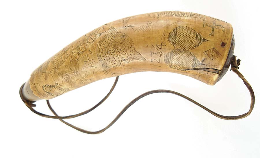 Appraisal: VERY EARLY FRENCH INDIAN WAR POWDER HORN Fine early horn