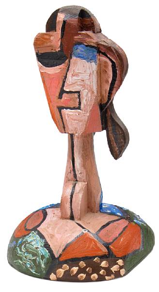 Appraisal: Italo Scanga Italian - Bust painted wood retains metal tag