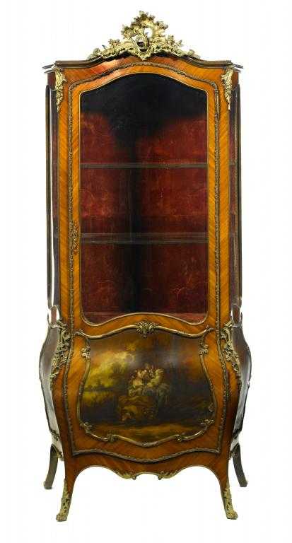 Appraisal: A FRENCH KINGWOOD AND VERNIS MARTIN VITRINE with gilt bronze