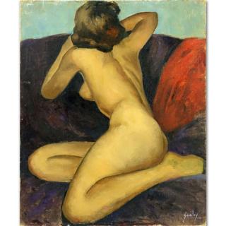 Appraisal: John Swalley American - Oil on Canvas Panel Posing Nude