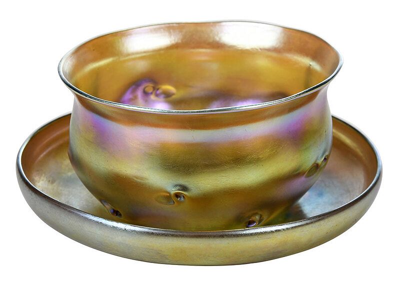 Appraisal: Tiffany Favrile Finger Bowl and Saucer American early th century