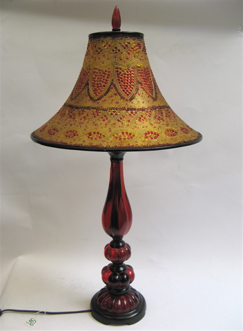 Appraisal: DECORATIVE TABLE LAMP the shade with textured golden yellow and