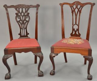 Appraisal: Two custom mahogany Chippendale style side chairs along with a