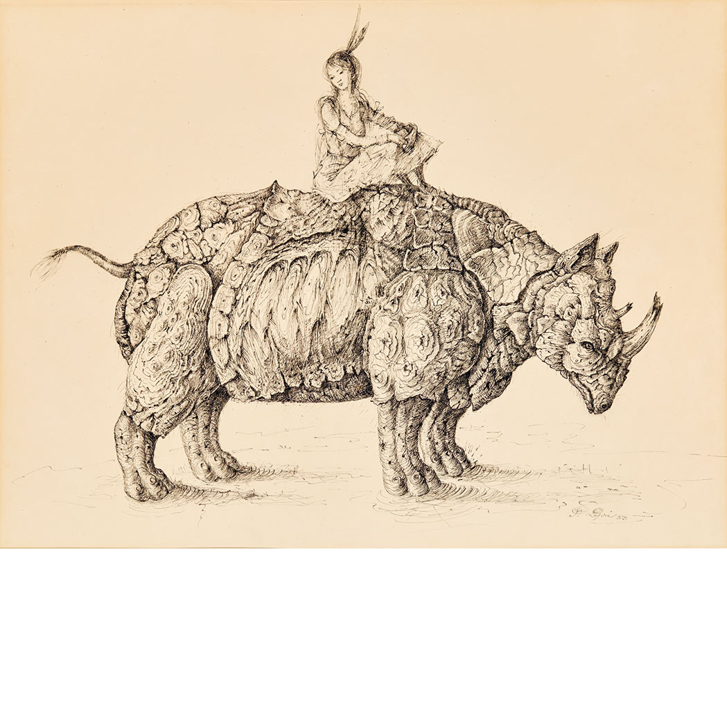 Appraisal: Stanislas Lepri Italian - Woman Riding on a Rhinoceros Signed