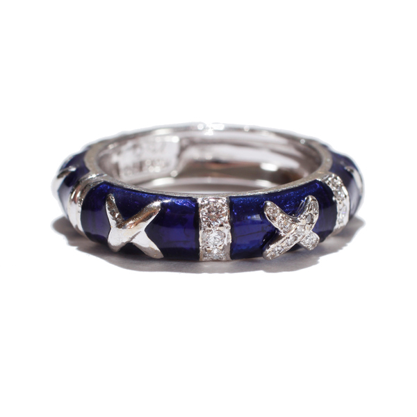 Appraisal: Ladies k white gold Hidalgo blue enamel and diamond ring