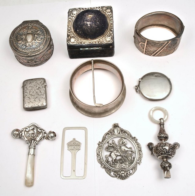 Appraisal: A COLLECTION OF MISCELLEANOUS SILVER AND OTHER WARES including two