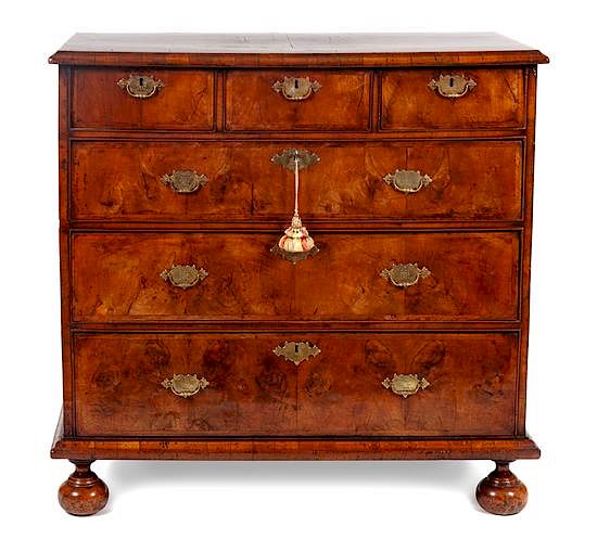 Appraisal: A William and Mary Walnut Chest of Drawers Height x