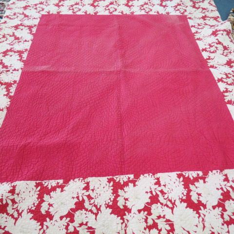 Appraisal: Antique Handmade Quilt red with a red and white floral