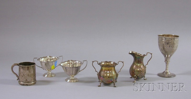 Appraisal: Six American Silver Serving Items two two-piece creamer and sugar