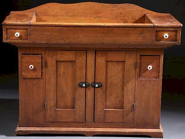 Appraisal: A FINE EARLY AMERICAN PINE DRY SINK MID TH C