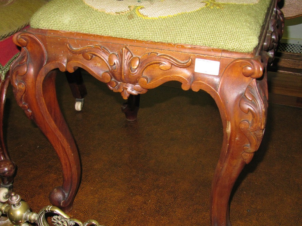 Appraisal: Victorian carved walnut stool