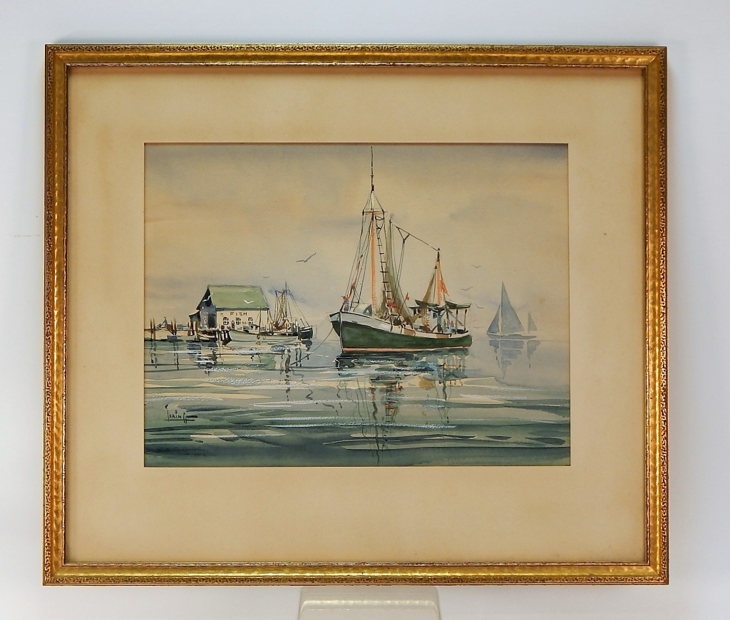 Appraisal: PAULE LORING RHODE ISLAND HARBOR WC PAINTING Rhode Island Maine