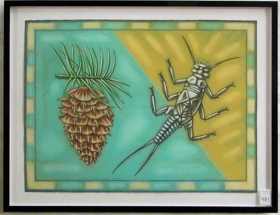 Appraisal: DENNIS CUNNINGHAM PASTEL ON PAPER Oregon st century Stonefly nymph