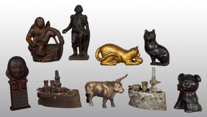 Appraisal: Lot of Cast Iron Still Banks Description Some are later