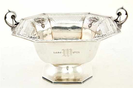 Appraisal: Gorham sterling reticulated centerbowl piercework octagonal rim over paneled deep